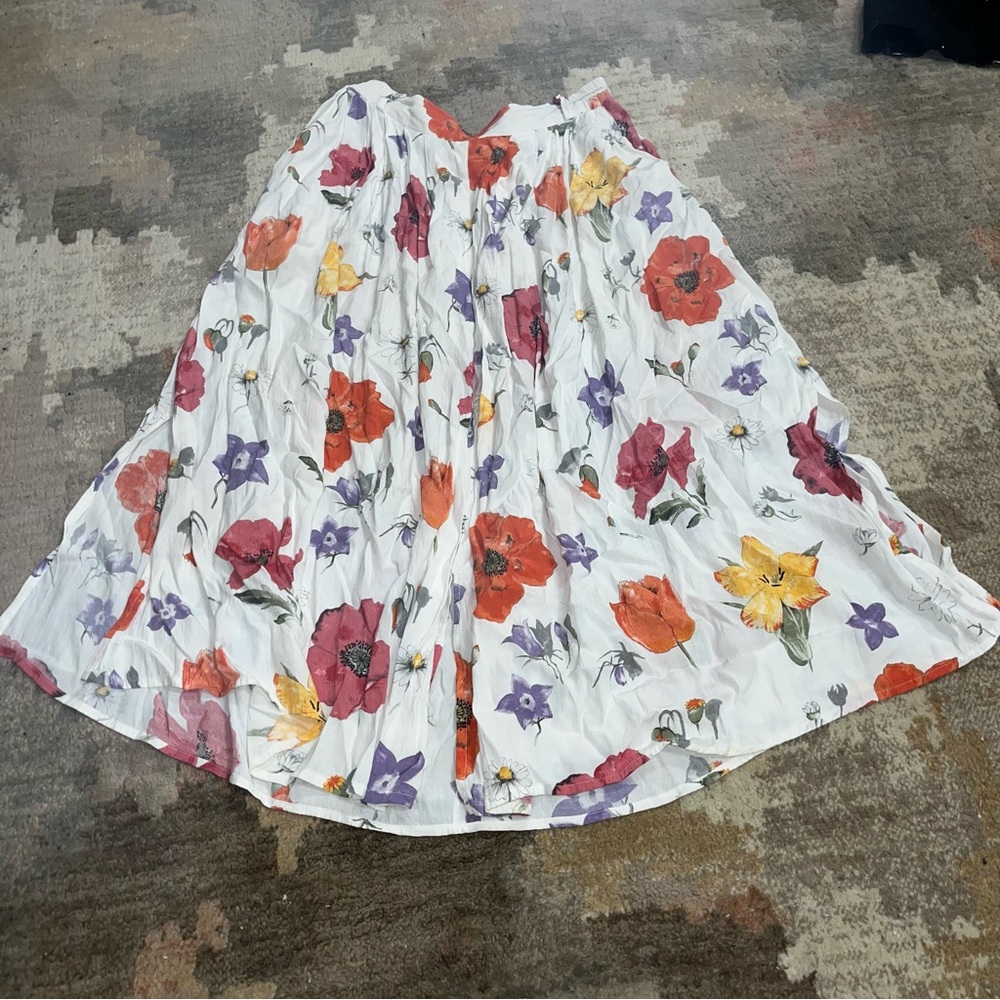 Julius Lang White Multicolored Floral Maxi Skirt Vintage Womens Size M